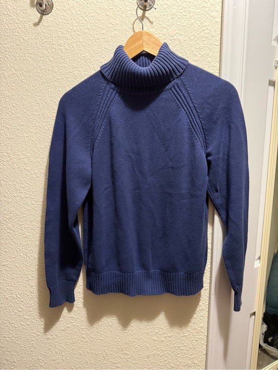 JEANNE PIERRE Sweaters - 100% Cotton Muted Blue Turtleneck Sweater